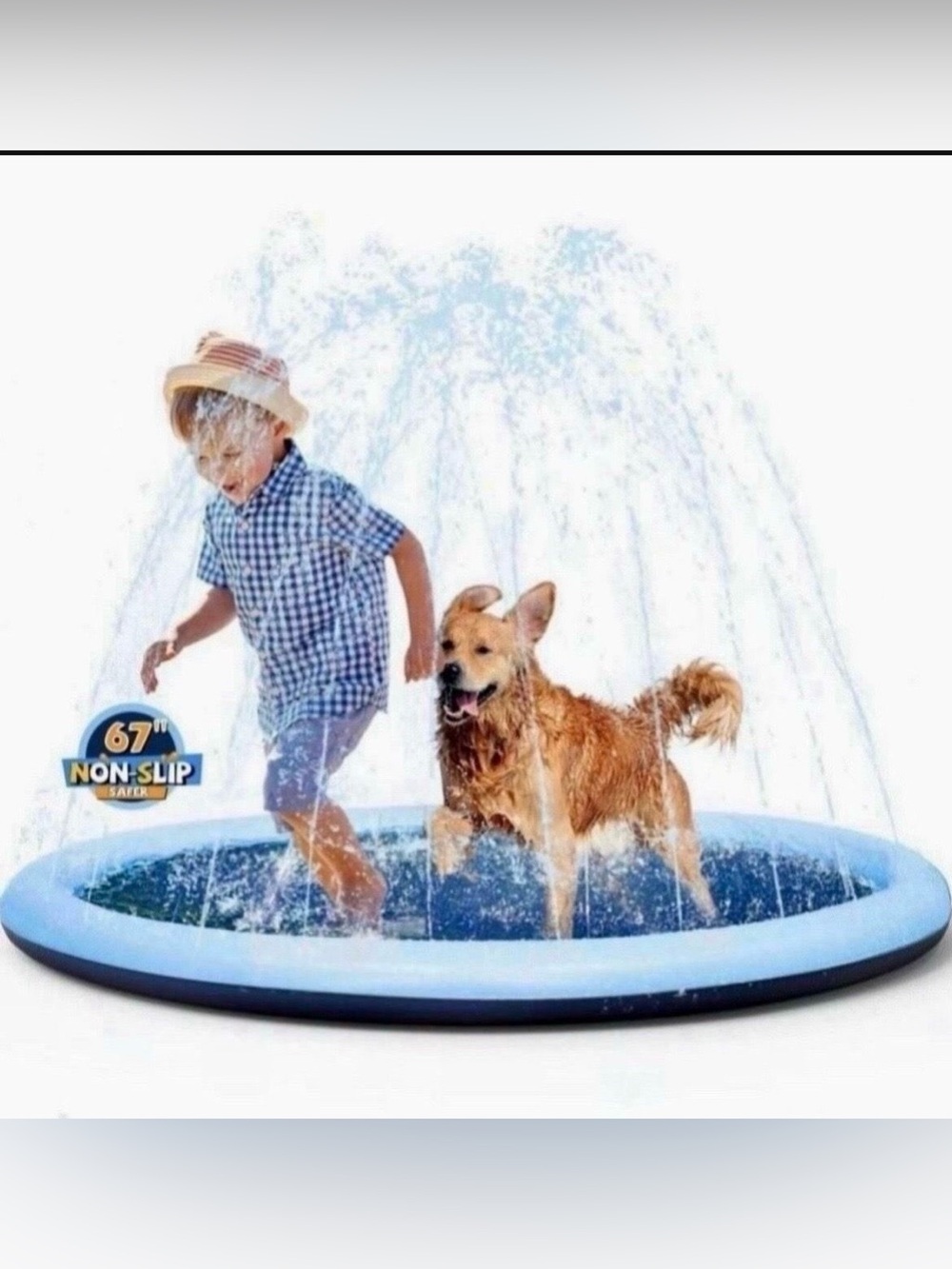 Splash Pad VISTOP Non-Slip Splash Pad for
Kids and Dog, Thicken Sprinkler Pool S